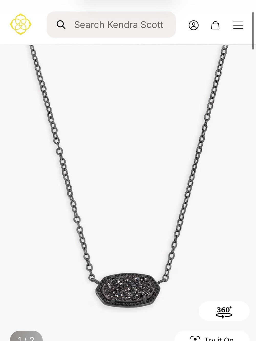 Kendra Scott Elisa Pendant Necklace in Black Drusy